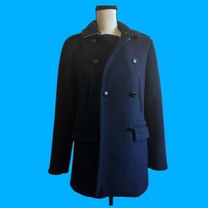 Madewell Wool Coat Navy Dark Blue Size X-Small 30 inches long 22 inch sleeves